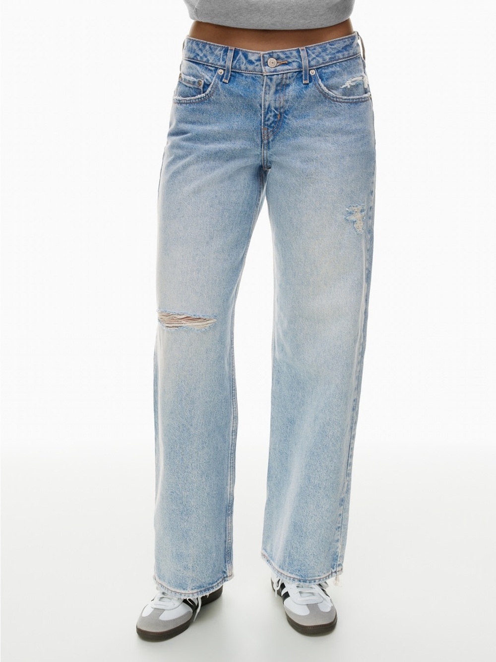 Levi's Low Loose Jeans Distressed Wide Leg Light Wash Ripped Y2K 28